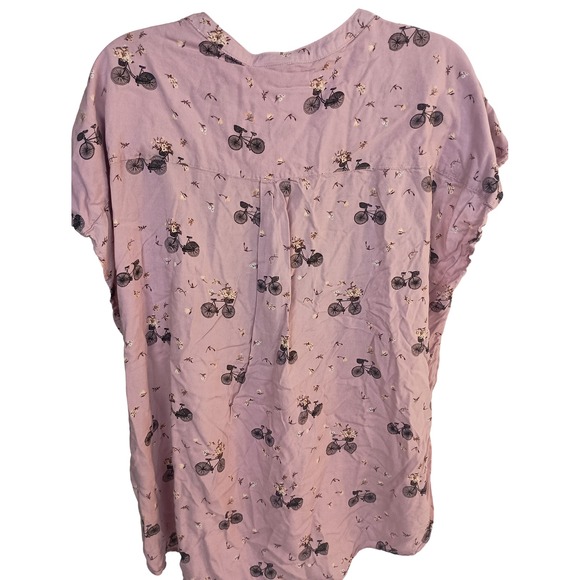 Torrid plus‎ 2X bicycle purple blouse button up casual relaxed short sleeve - Picture 9 of 10